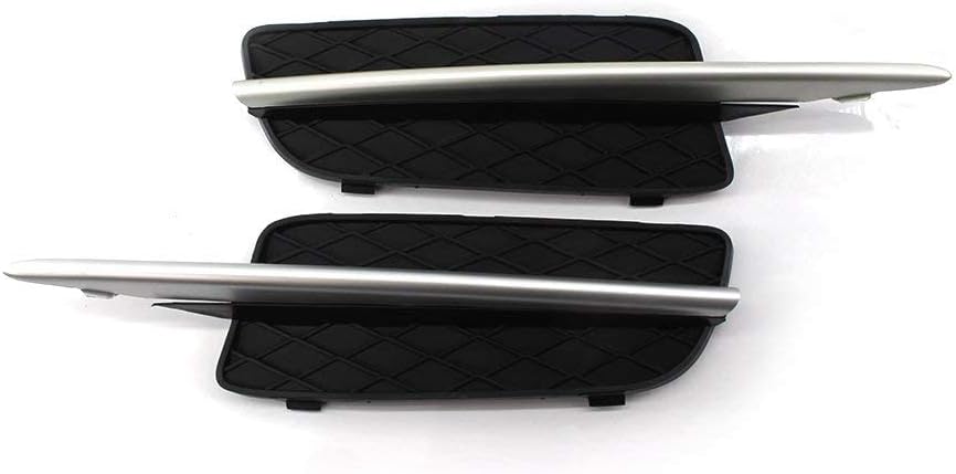 Compatible With BMW X5 E70 2007-2008-2009-2010 Car Insert Lower Bumper Grill Fog Light Grille Auto Front Bumper Grille Cover With Silver Trim 51117159593/51117159594(A Pair)