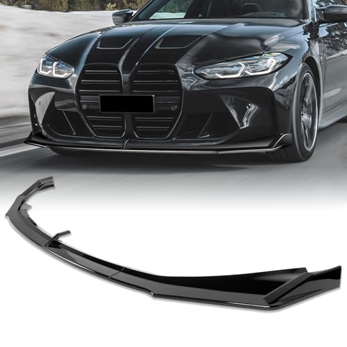 Pspeed Front Bumper Lip for BMW M3 Sedan Base/Competition 2021 2022 2023 2024 2025 for BMW M4 Coupe Base/Competition 2021-2025 for M4 2022-2025 3-Piece Front Bumper Lip Glossy Black