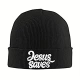 TMQZHQAVH 2025 Neuer Jesus rettet gestrickte Mützen Damen Herren Mützen Wintermützen Christian God Casual Cap