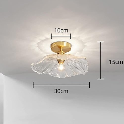 Miniatura 6 de Lámpara de techo retro con pantalla de flores de vidrio transparente, lámpara de techo de montaje empotrado, lámpara colgante moderna de granja para