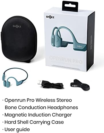 SHOKZ OpenRun Pro Bone Conduction Sports Headphones, Open-ear Sports Earphones with Mic, Bluetooth Wireless Bone Conduction Headset, IP55 Waterproof, Ideal Sports Headphones Gift(Cooldown Blue)