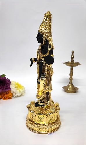 Image of Gold Art India Lord Tirupati Balaji Idol Murti for Mandir | Pooja Room Lord Vishnu Shree Venkateswara Swamy Statue God Balaji Home Decor Showpiece for Gift Living Room (Gold Plated Black Terracotta)
