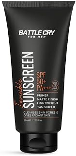 Battle Cry Invisible Sunscreen Gel for Men | SPF 50 PA+++ | Matte Finish, Non-Greasy, Lightweight | Protects from UV Rays... Price In India