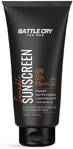 Battle Cry Invisible Sunscreen Gel for Men | SPF 50 PA+++ | Matte Finish, Non-Greasy, Lightweight | Protects from UV Rays...