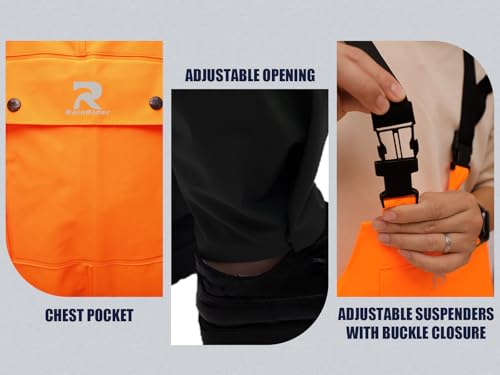 Image of RainRider Rain Suits Waterproof for Men Women Heavy Duty Rain Gear Reflective Jacket Bib Pants 3 Pieces Rainwear