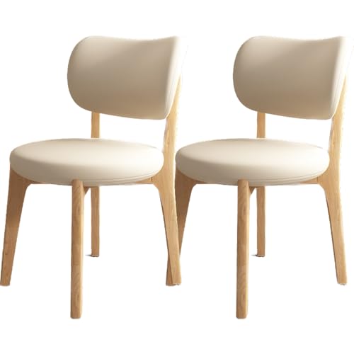 JS Space Solid Wood Dining Chairs Set of 2,Mid Century