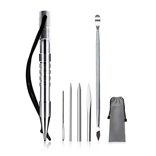 Wildair Marlin Spike With 6 Lacing Needles/Fids For Paracord Or Leather Work Paracord Fid Set Paracord Lacing Stitching Needles And Smoothing Tool #TOP6