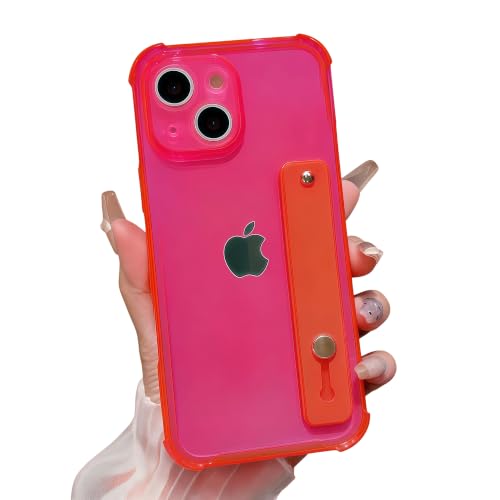 siduater for iPhone 13 Case with Strap Holder Stand - Neon Hot Pink