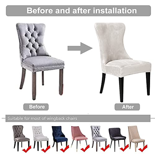 Sanocay Velvet Wingback Chair Cover Slipcover Strength Removable Washable Reusable Armless Protector Cover For Dining Room Banquet Home Decor (White, Set Of 4)¡­ #TOP3