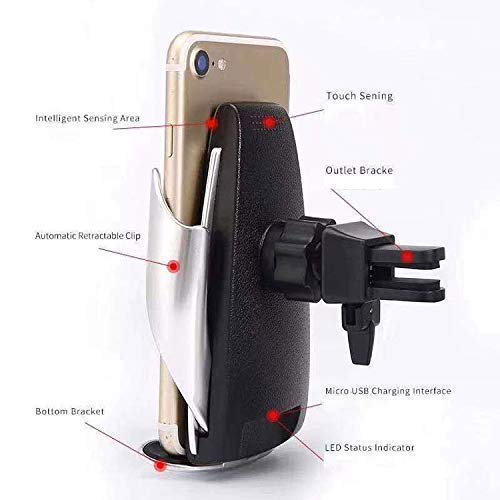 Image of Smars Smart Sensor Wireless Car Type C Charger With 10W Charge & Infrared Sensor For Cellular Phones, Qi Enabled Devices- Black