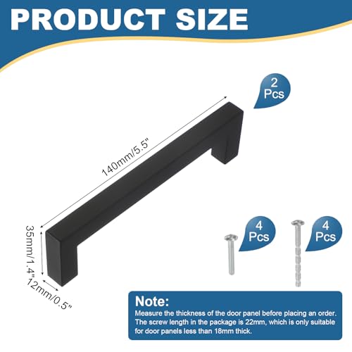 uxcell 2 Pcs Black Cabinet Pulls, 5.5 Inch Square Pulls Stainless Steel Drawer Handle for Kitchen Cupboard Dresser Drawer Decor by uxcell - Used condition - Image 2