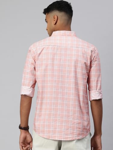 Image of Majestic Man Men Comfort Slim Fit Opaque Checked Cotton Casual Shirt