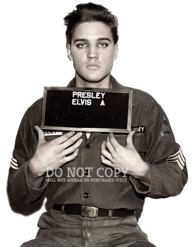 Photographie d'Elvis Presley de l'armée 20,3 x 25,4 cm – Célèbre photo militaire de 1960 – Le roi – Rock and Roll – Photo rare – Affiche d'art