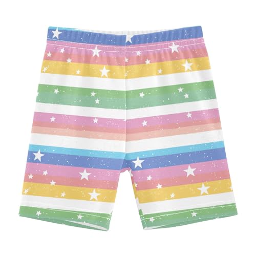 Sletend Rainbow Star Girls’ Comfy Lined Shorts Lightweight & Skin-Friendly Cotton for All-Day Comfort Ideal for Travel Beach or Home Lounging Toddler Sizes
