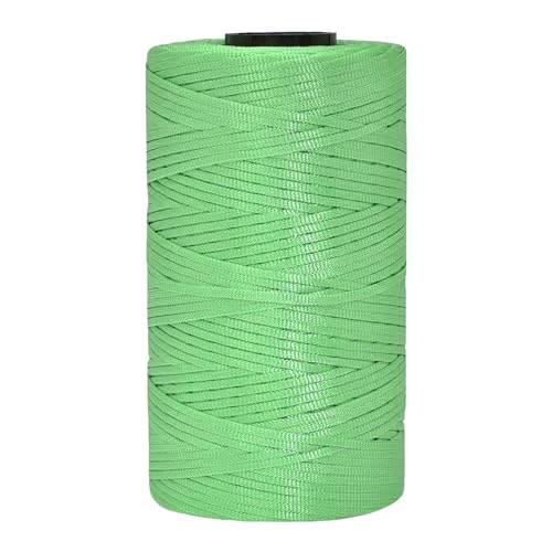Tsuisho 3mm x 218 Yards Flat Polyester Ribbon Yarn for Knitting and Crochet, Polypropylene Macrame Cord for Sun Hats, Bags, Purses, Shoes, Mat, DIY Crafts, Decorative Projects-Matcha Green
