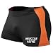 MUSCLE ALIVE Mens Bodybuilding Shorts Tights Polyester and Spandex Size M Black With Orange