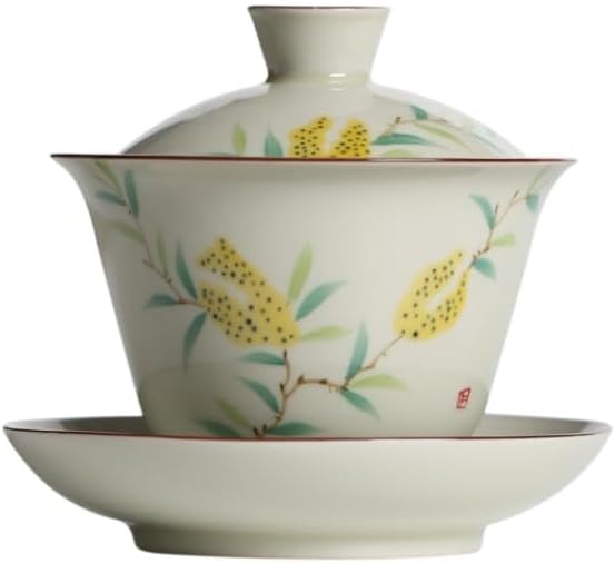 GSOUL Kungfu Tea cup Travel Coffee Cup Hand-painted Covered Bowl Underglaze Color Home Chinese Style Single Tea Ceramic Retro Set Small Tea Cups