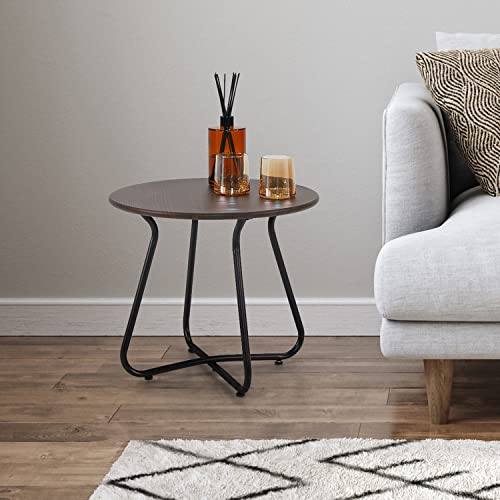 Anmutig Patio Side Table Weather Resistant Steel Patio Side Table, Small Round Outdoor End Table Metal Side Table For Patio Yard Balcony Garden Bedside (Black) #TOP6