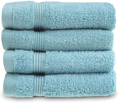 Allure Zero Twist Face Cloths Pack of 4 30 x 30cm, 100% Egyptian Cotton Flannels (Baby Blue)