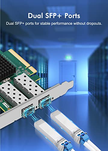 10Gb Dual Lan Sfp Pci-E Network Card, Intel 82599(X520-Da2) Controller, Nicgiga 10Gbps Ethernet Adapter, 2 * 10Gbe Sfp Port, 10G Nic Card, Support Windows/Windows Server/Linux/Vmware #TOP4