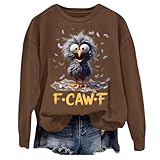 Motif amusant : le sweat-shirt présente un grand oiseau hirsute de style bande dessinée avec une expression faciale douzaine qui attire tous les regards humoristiques