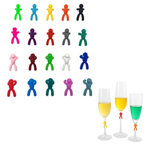 20 Colores Marcadores de Copas de Vino Identificador de Vasos Marcador de Silicona de Taza Identificación de Vidrio Reutilizable Anillos Marcadores Copas Bebidas Cócteles Champán