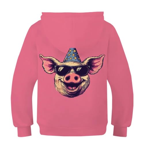 Sweat garçon imprimé 3D cochon mignon avec capuche pour enfant 9-11Y unisexe