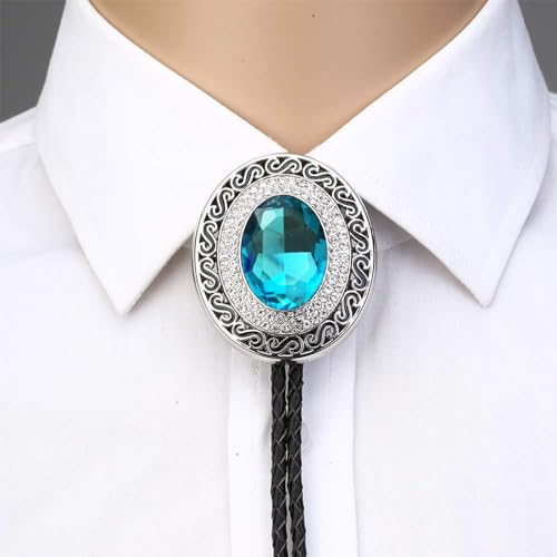 Image of Western Bolo Tie Cowboy Bolo Ties Rhinestone Necklace Bola Tie for Men Women