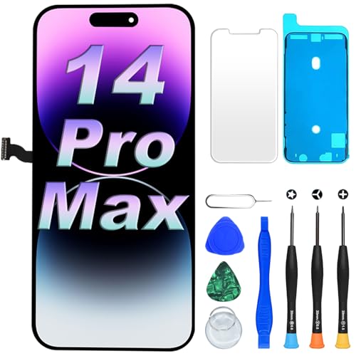 DIGI4U Display für iPhone 14 Pro Max LCD, 6,7 Zoll Full HD Bildschirm mit True Tone, Face ID & 3D Touch, Ersatzdisplay m...