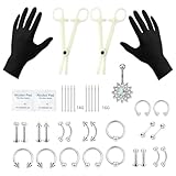 Namvo Kit de joyería para Piercing, 41 Piezas, Agujas de perforación Profesionales, Acero quirúrgico 14G 16G para Ombligo, Lengua, pezón, Nariz, Oreja, Tragus, Labios, Herramientas para Muelle