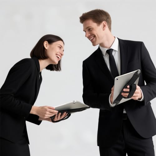 FINTIE Handschlaufe Universal Tablet für 9-11 Zoll Tablets & eReader, [360° Drehbar] PU-Leder, sicher, portabel, Verstellbarer Griff für iPad/Samsung/Xiaomi Tablets, Schwarz