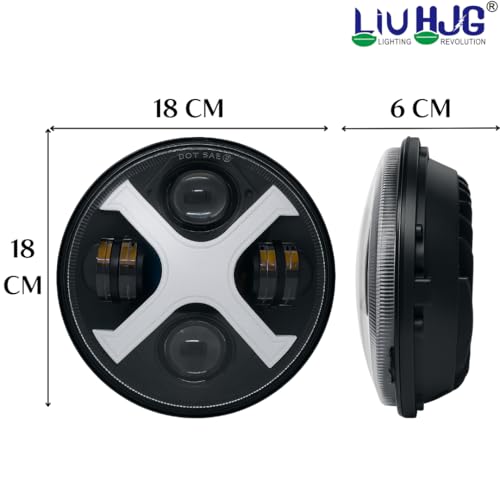 Image of LIU HJG Super Bright LED Headlight 7 Inch DRL Waterproof & Dustproof 67W 12V DC Power High /Low Beam Yellow /White DRL Light Universal fit for Thar, Jeep, Classic 350 & Others (Pack of 1)