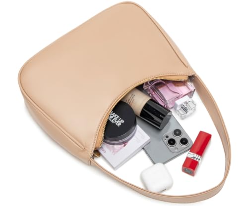 CYHTWSDJ Shoulder Bags for Women, Cute Hobo Tote Handbag Mini Clutch Purse with Zipper Closure (Khaki) - Thumbnail 5