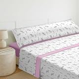 MERCURY TEXTIL – Juego Sábanas de Cama Estampadas 3 Piezas (50% algodón/50% poliéster) Incluye Funda de Almohada + Encimera + Bajera Ajustable. (Cama de 90 cm, Lavanda)