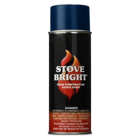 Stove Bright High Temp Spray Paint - Metallic Blue | Heat-Resistant Paint for Wood Stoves, Fireplaces, Grills & Radiator Paint | Rust-Resistant Satin Finish | Tested to 1200°F High Heat Spray Paint Cover