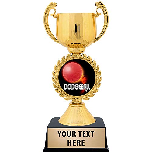 Crown Awards Personalized Dodgeball Trophy, 7.25" Gold Cup Dodgeball Trophies with Free Custom Engraving 1 Pack