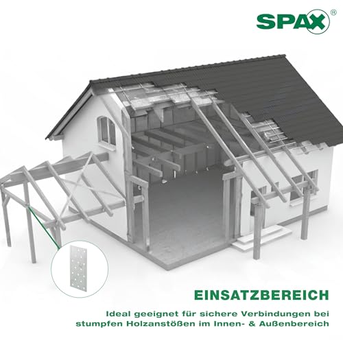 SPAX Lochplatte 40x120 mm, 1,5 mm Blechstärke, 200 Stk. - Verzinktes Stahlblech für Holzverbindungen - Made in Germany, SXNP15412