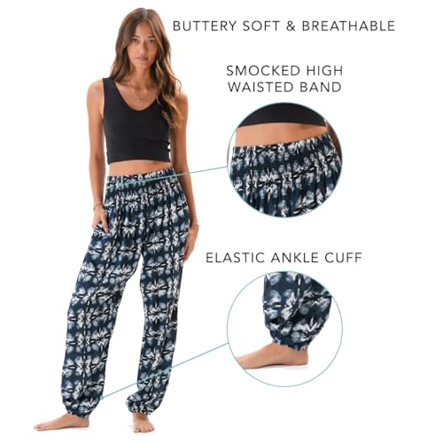 Image of Lotus and Luna Women's Harem Pants Thai Pants for Beach & Lounge High Waisted Flowy Boho Pants Genie Pants Yoga Pants