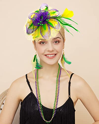 Bniksok Mardi Gras Fascinators Hat Veil Mesh Headband Women Gril Pillbox Hat Cocktail Tea Party Wedding Headwear #TOP2