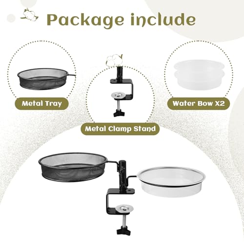 2 Pack Deck Bird Feeders Deck Mount Bird Bath Spa for Dual Use Deck Flower Stand Flower Pot Great for Attracting Birds Detachable and Adjustable Heavy Duty Sturdy Steel,Bronze