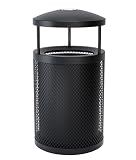 RALOZZD Commercial Steel Outdoor Trash Can, Heavy Duty Commercial Garbage Can with Liner, Outdoor Metal Slatted Trash Receptacle for Indoor & Outdoor Use, Weather-Resistant (Black, 30Gallon/115L)