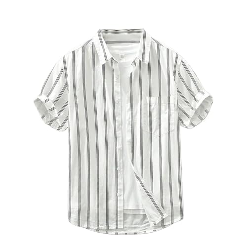 Chemise d'été rayée en coton léger et polyvalent pour un look streetwear