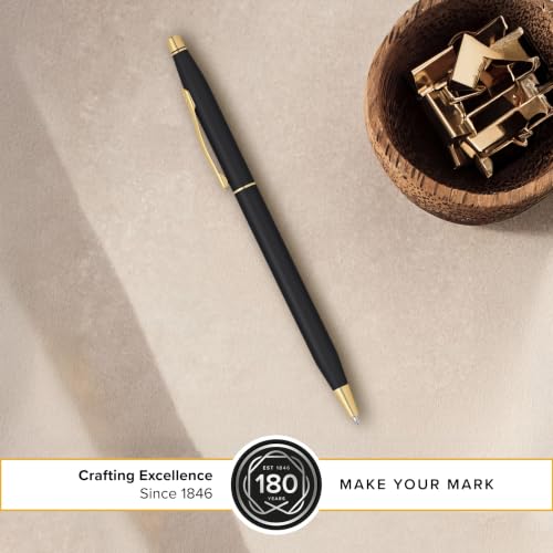 Image of Cross Classic Century Ballpoint Pen, Black & Gold, Medium Point, Black Ink | Refillable Pen for Effortless Writing, Durable Construction, Premier Distinctive Look, Gift-Ready Presentation