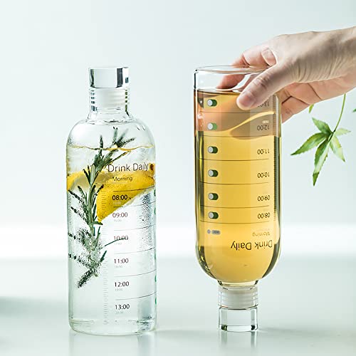 750Ml Milk Juice Cute Water Bottle With Time Scale, Portable Transparent Water Cup Grass Bottles Creative Handy Cup, Glass Beverage Bottles (750Ml) #TOP6
