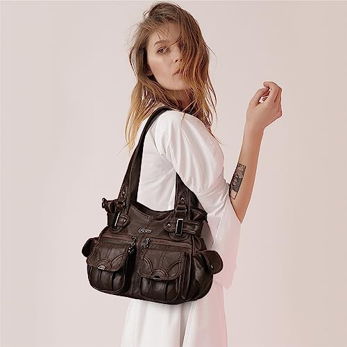 Image of KL928 Women's Shoulder Purse Large Hobo Tote PU Leather Multi-Pocket Bag | Large capacity, water-resistant, easy-clean, adjust strap, fits 10.2 inchipad, pockets, compartments, zipper, shop, travel, daily