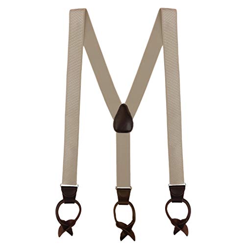 SuspenderStore Men's KHAKI French Satin Twill Suspenders - Button SuspenderStore Men's KHAKI French Satin Twill Suspenders - Button