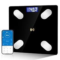 Digital Simple Bathroom Scale, Home Practical Body Fat Scale with Led Display, Body Composition Analyzer with Smartphone Application (Black)