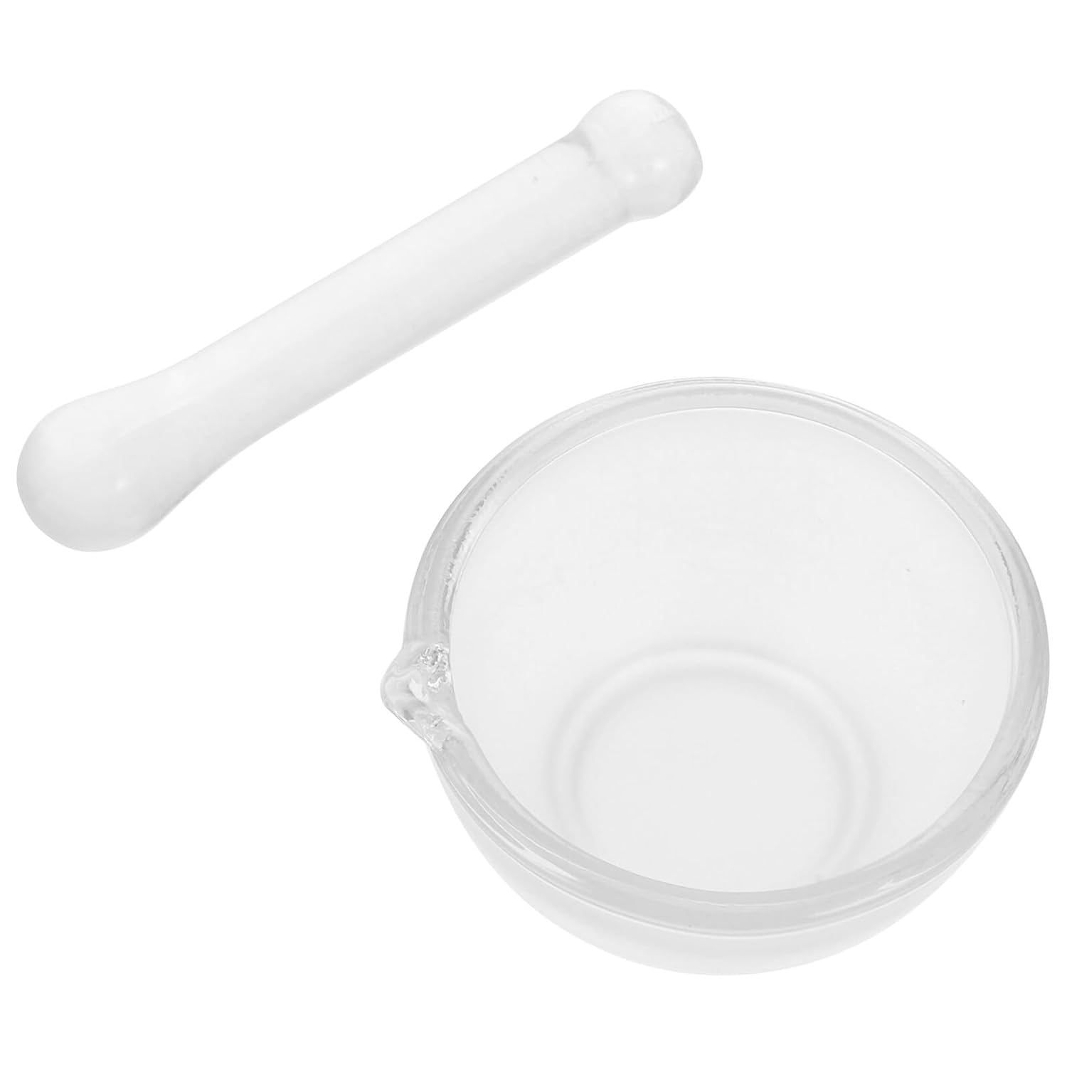 Glass Mortar and Pestle with Thickened Base Glass Grinding Bowl for Laboratory and Kitchen Use Stable High-Temperature Resistant Pestle Mixer for Chemical Experiments and Food