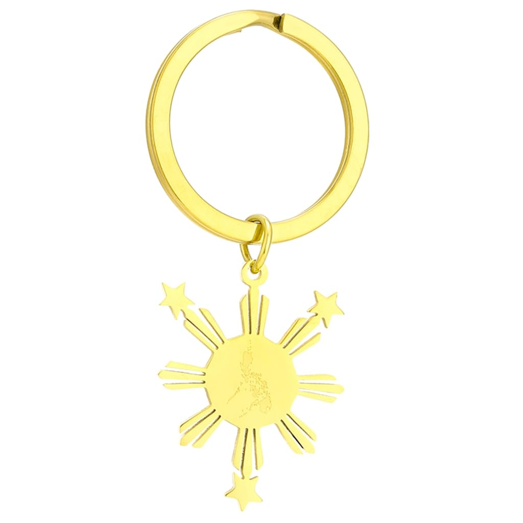 NOLKASIA Versatile Philippines Map Keychain Culture Keyrings Philippines Map Key Holder for Travelers Keychain Collectors, Gold, 3*2.5cm