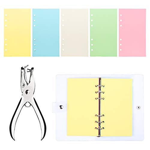 A6 - Diario de 6 anillas de hojas sueltas transparente de PVC suave, cuaderno de núcleo de color...